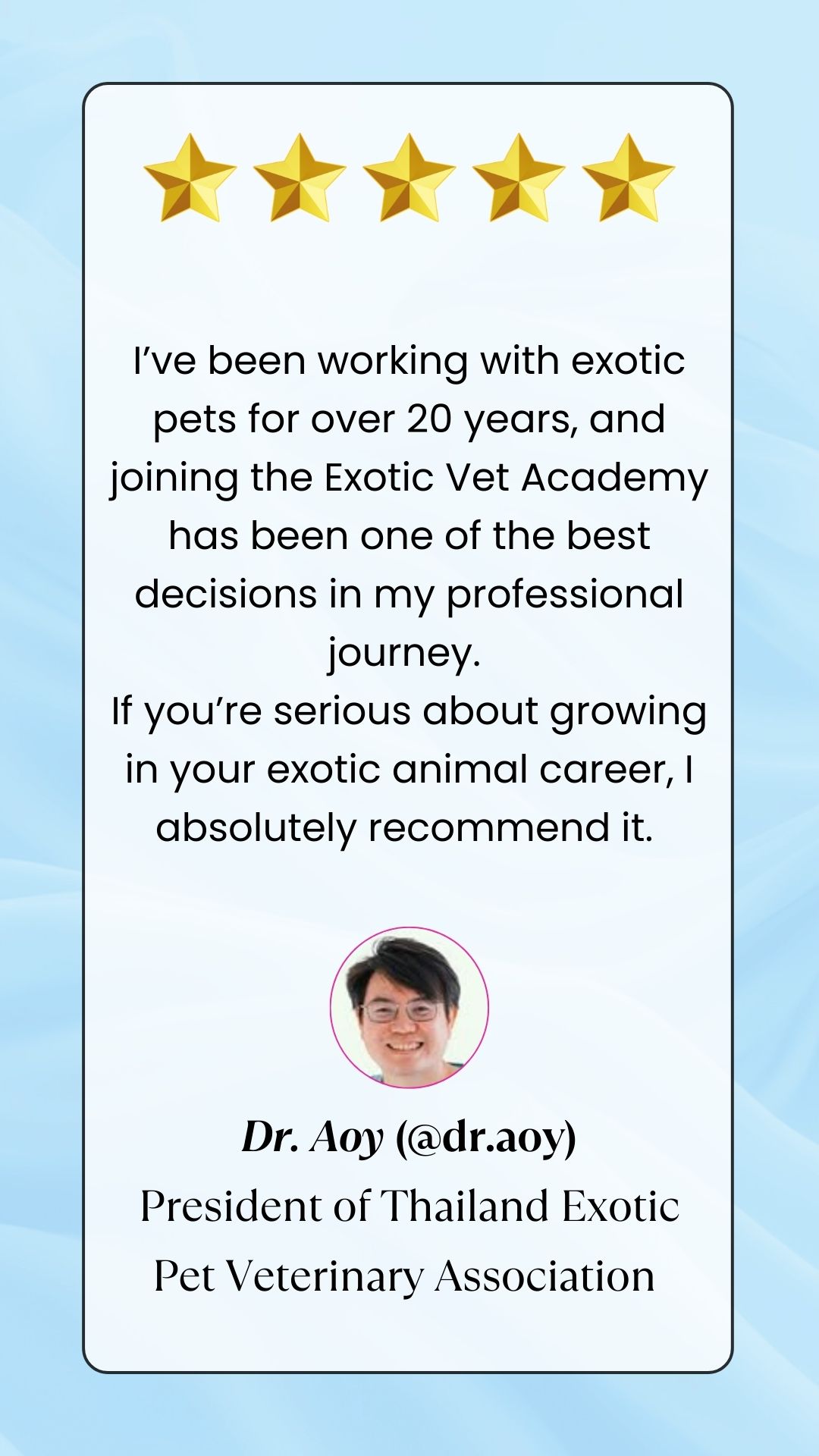 Testimonial from Dr. Aoy