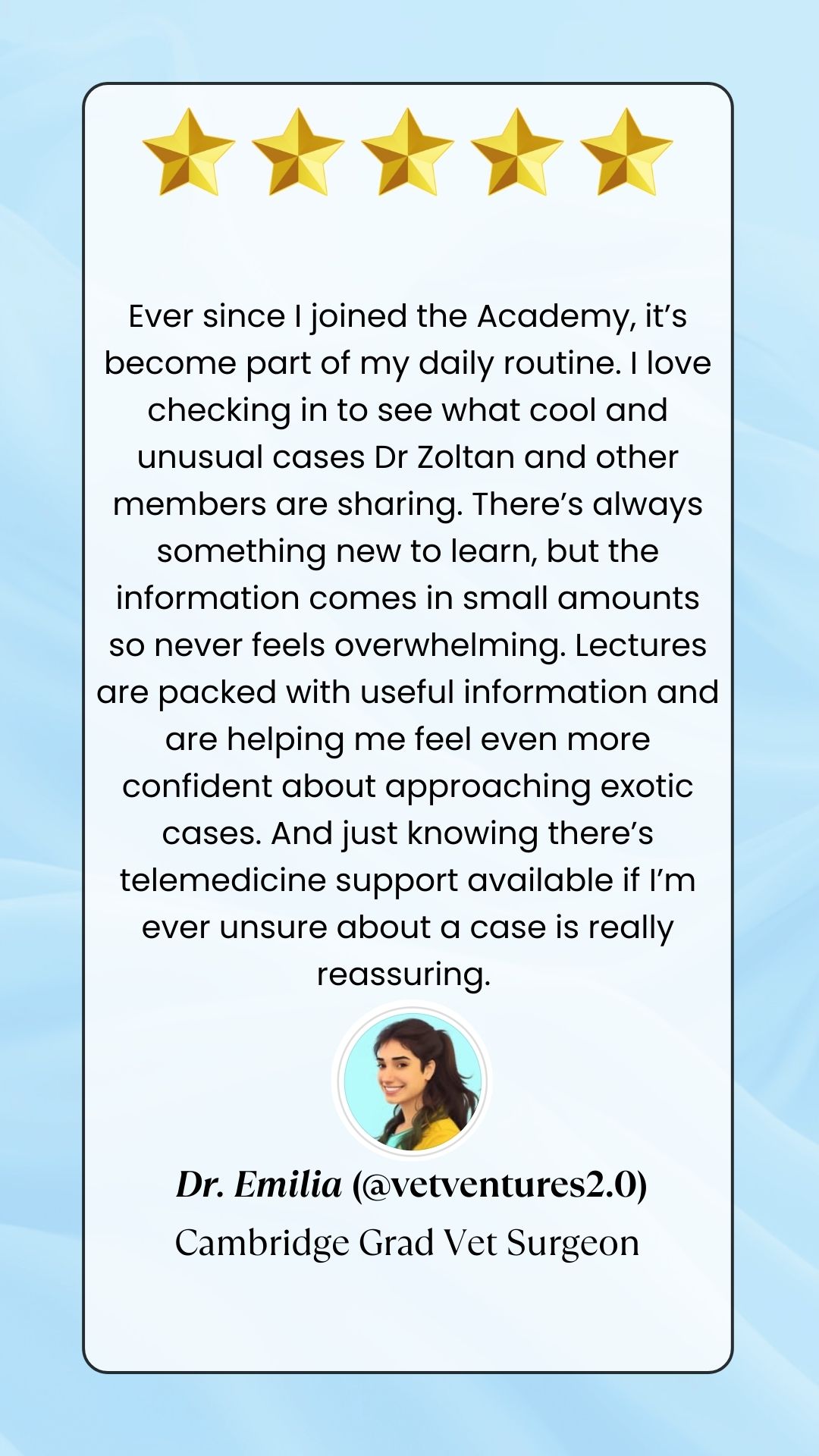 Testimonial from Dr. Emilia