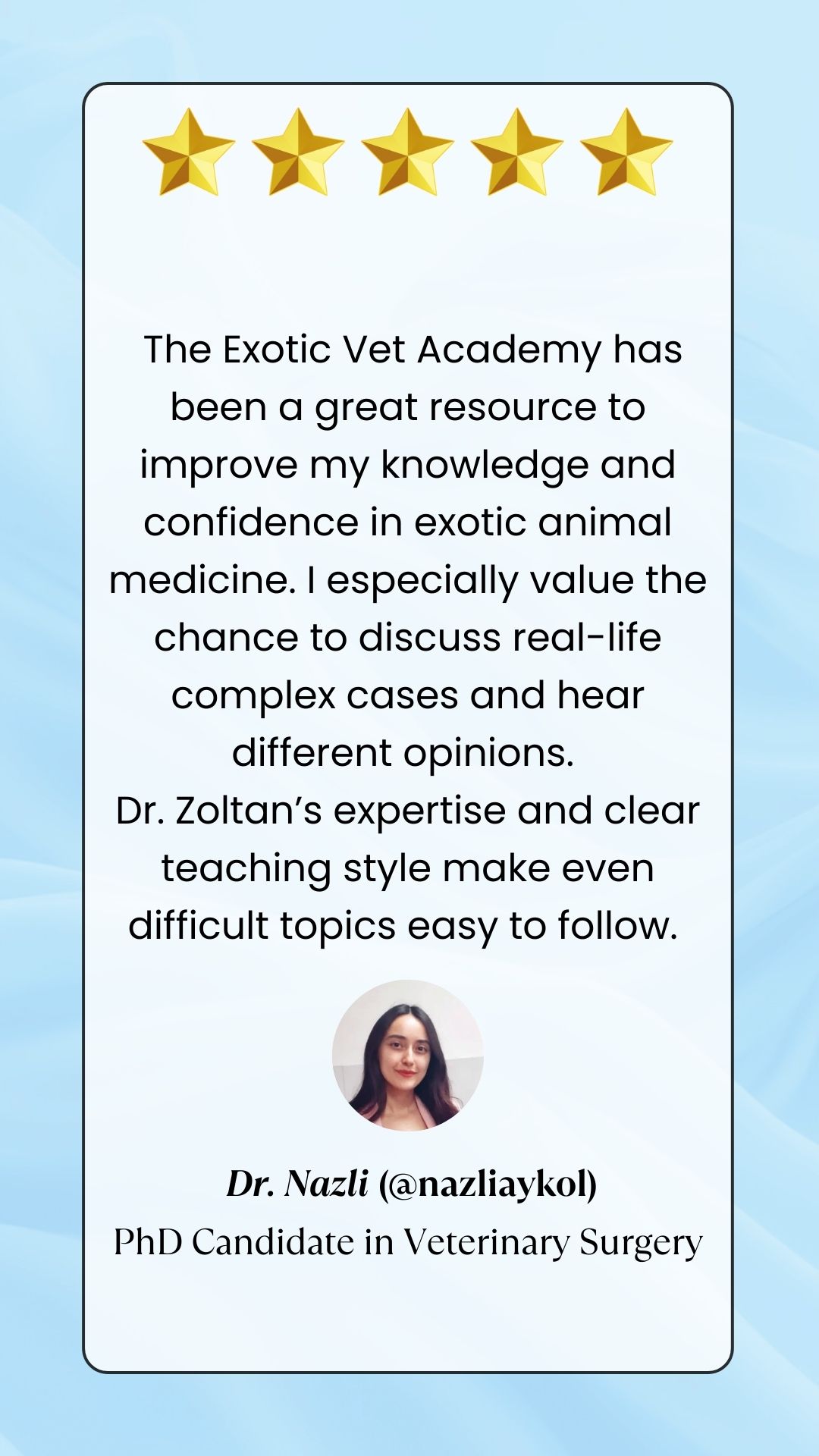 Testimonial from Dr. Nazli