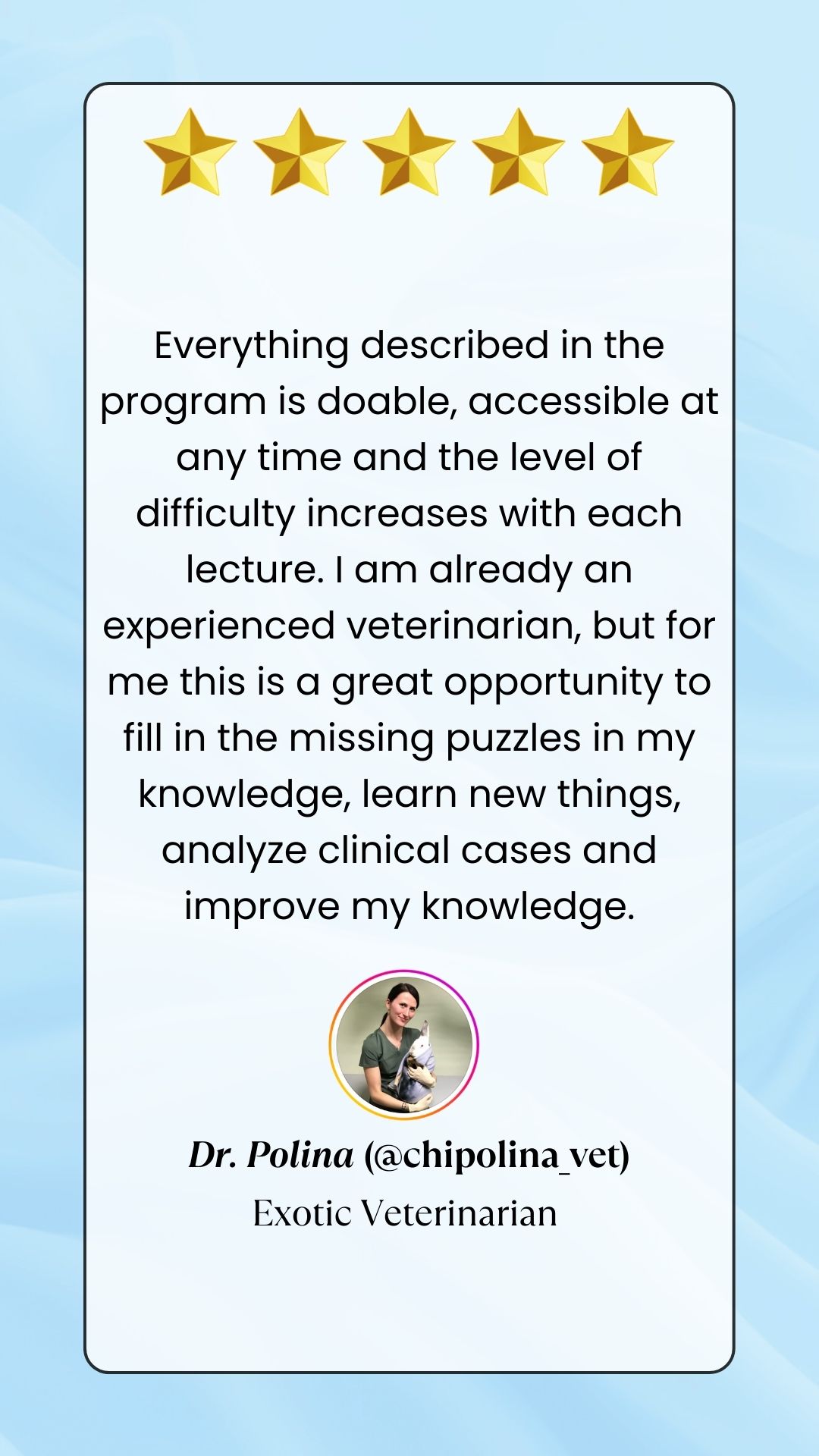 Testimonial from Dr. Polina