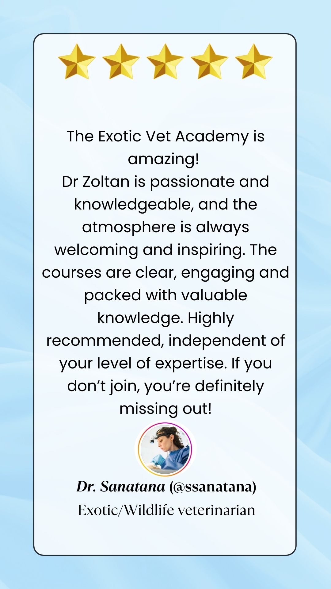 Testimonial from Dr. Sanatana